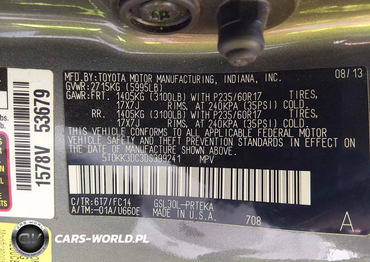 2013 Toyota Sienna Le V6 8 Passenger VIN:5TDKK3DC3DS399241 - 9
