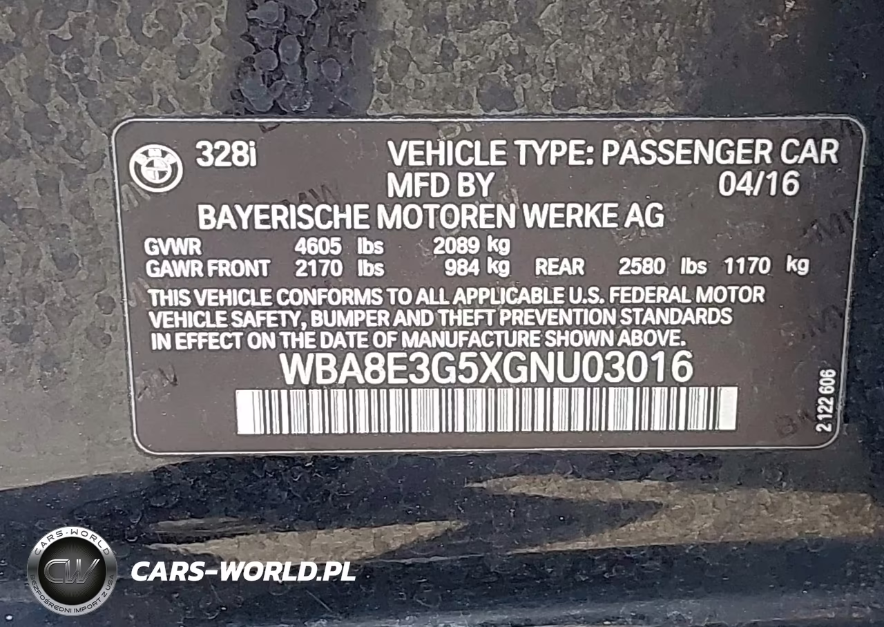 2016 BMW 328I xDrive VIN:WBA8E3G5XGNU03016 - 9