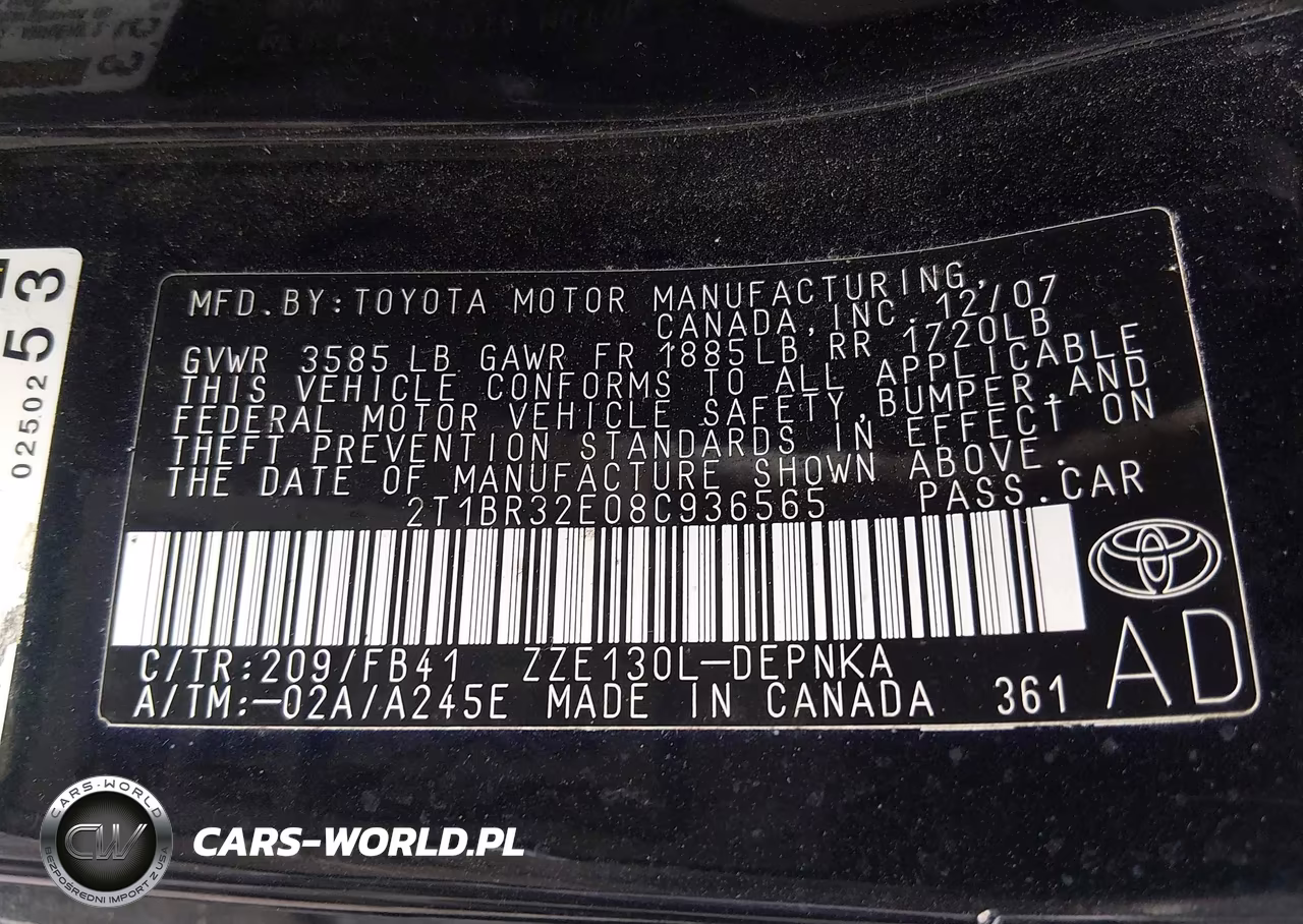 2008 Toyota Corolla Le VIN:2T1BR32E08C936565 - 9