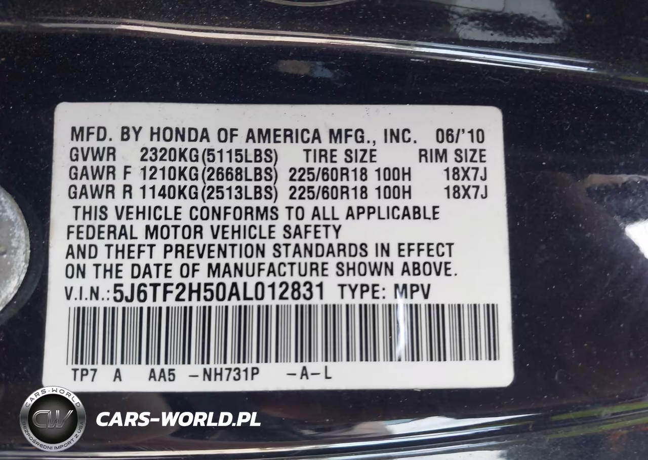 2010 Honda Accord Crosstour Ex-L VIN:5J6TF2H50AL012831 - 9