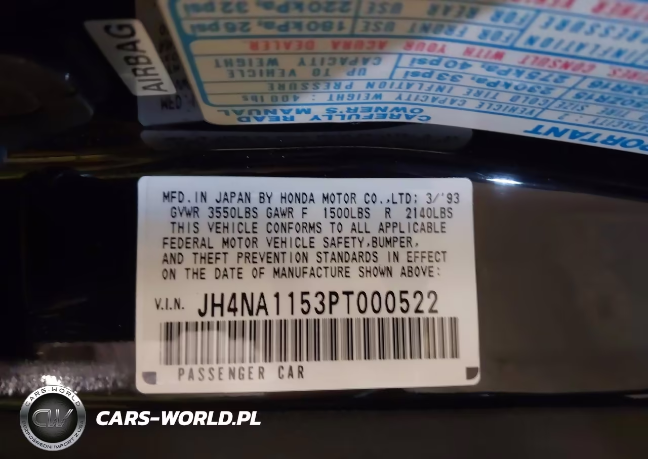 1993 Acura Nsx VIN:JH4NA1153PT000522 - 9