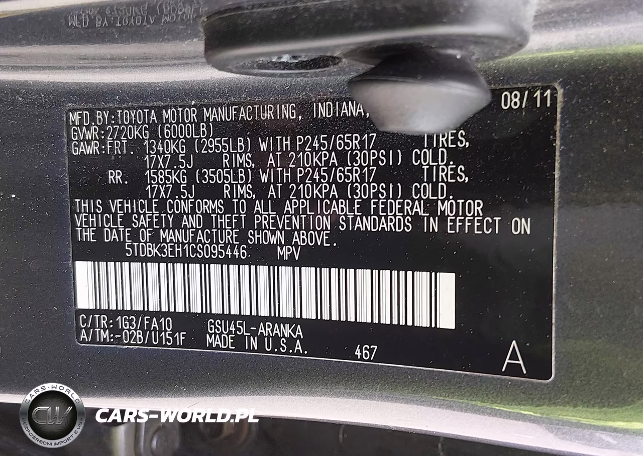 2012 Toyota Highlander Base V6 VIN:5TDBK3EH1CS095446 - 9