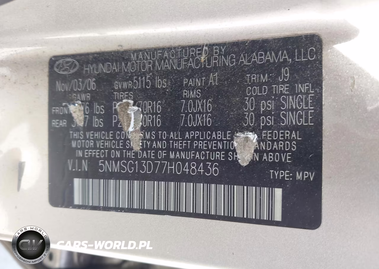 2007 Hyundai Santa Fe Gls VIN:5NMSG13D77H048436 - 9
