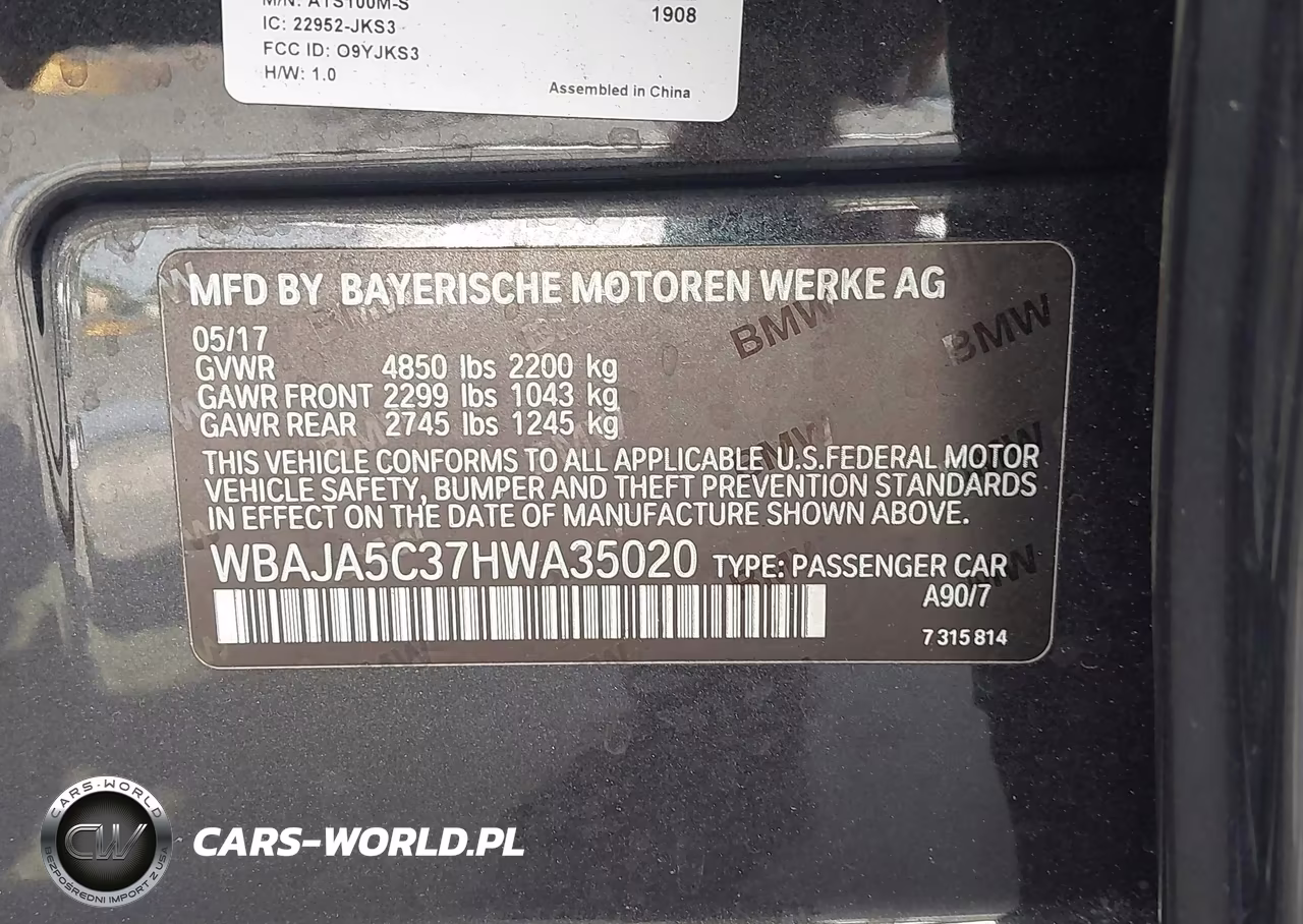 2017 BMW 530I VIN:WBAJA5C37HWA35020 - 9