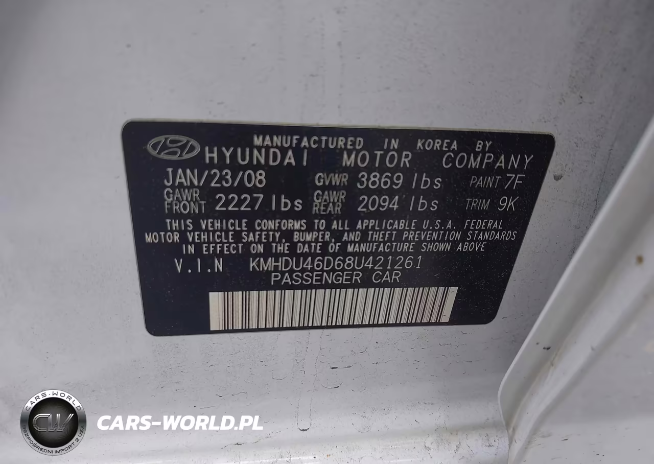 2008 Hyundai Elantra Gls-Se VIN:KMHDU46D68U421261 - 9