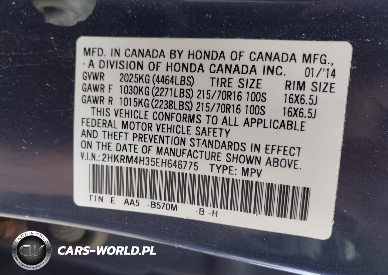 2014 Honda Cr-V Lx VIN:2HKRM4H35EH646775 - 9