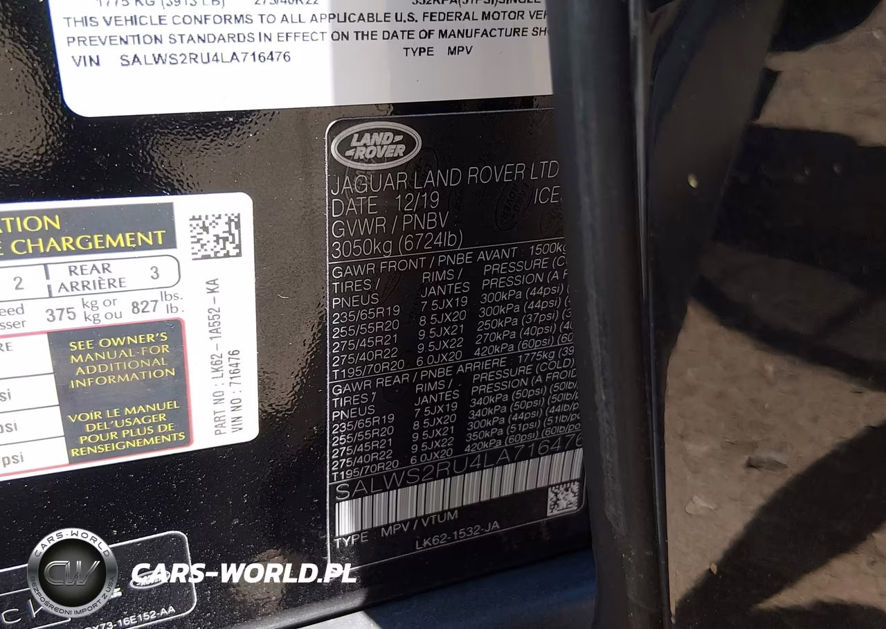 2020 Land Rover Range Rover Sport Hst Mhev VIN:SALWS2RU4LA716476 - 9