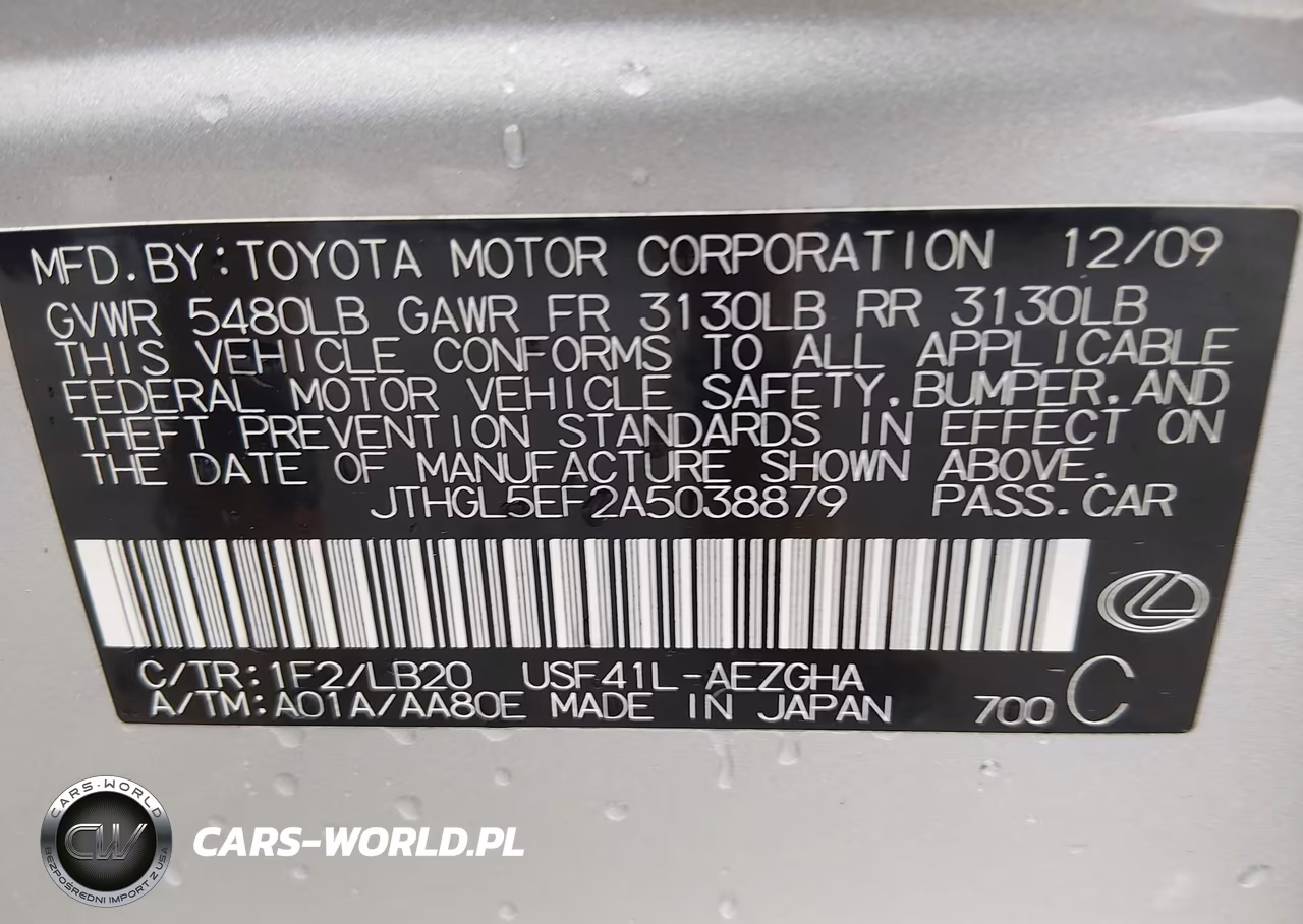 2010 Lexus Ls 460 L VIN:JTHGL5EF2A5038879 - 9