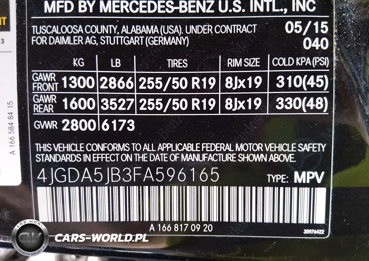 2015 Mercedes-Benz Ml 350 VIN:4JGDA5JB3FA596165 - 9