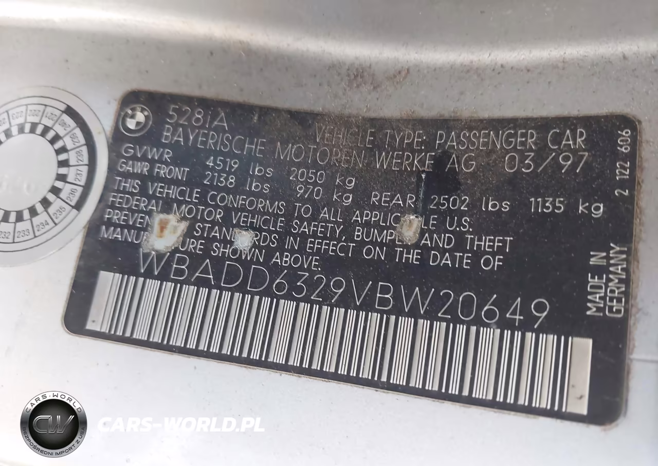 1997 BMW 528I VIN:WBADD6329VBW20649 - 9