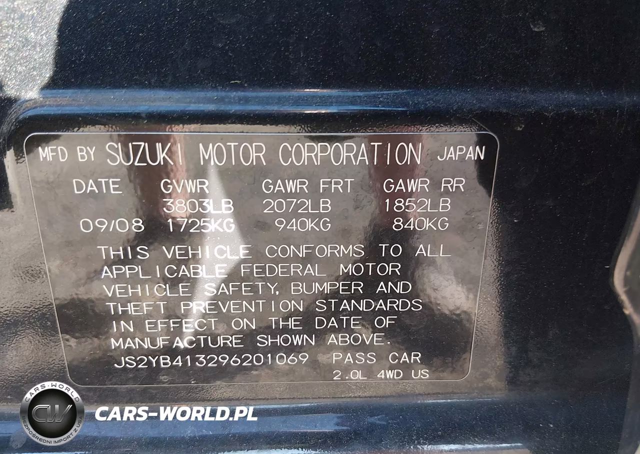 2009 Suzuki Sx4 Technology VIN:JS2YB413296201069 - 9