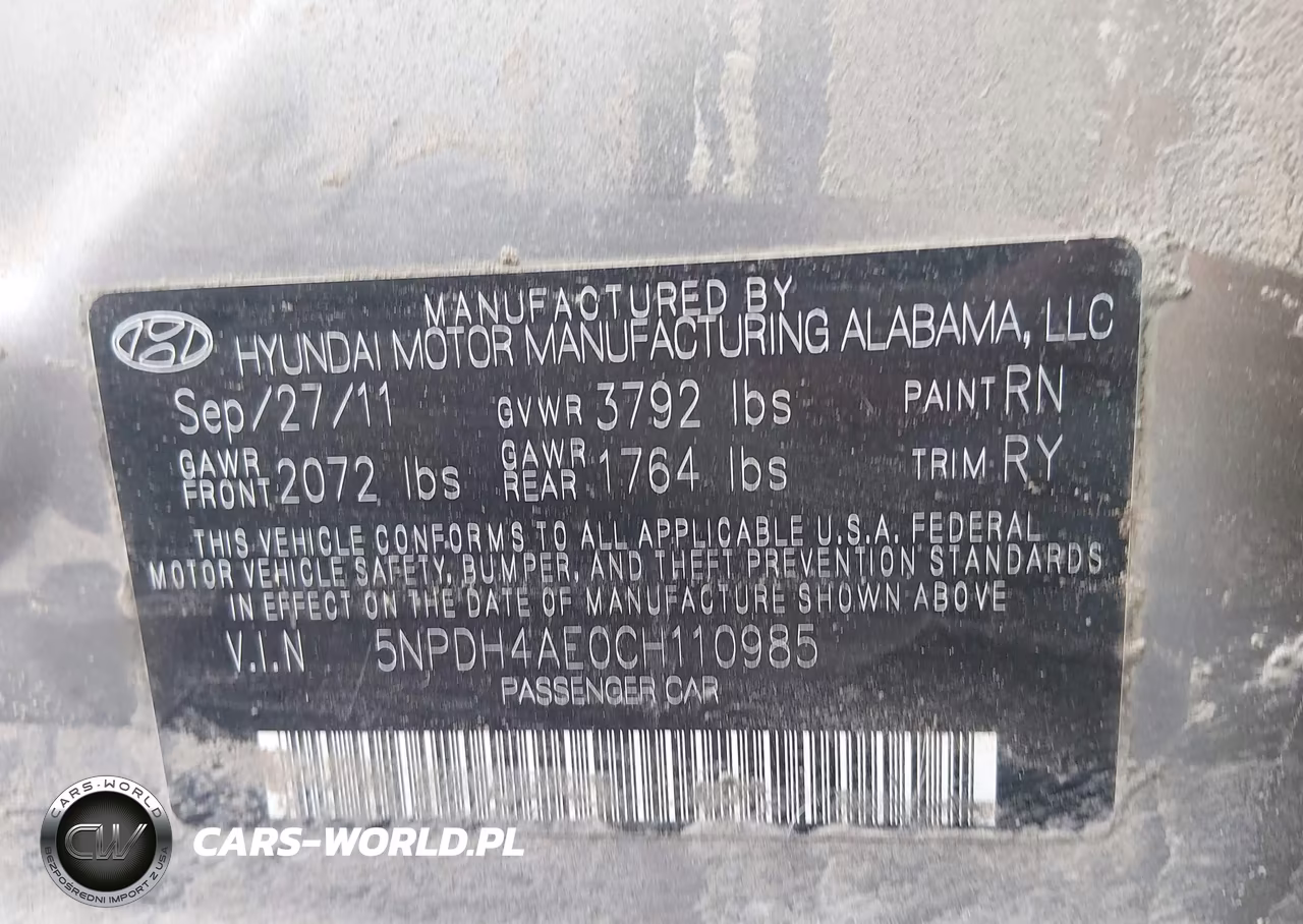 2012 Hyundai Elantra Limited VIN:5NPDH4AE0CH110985 - 9