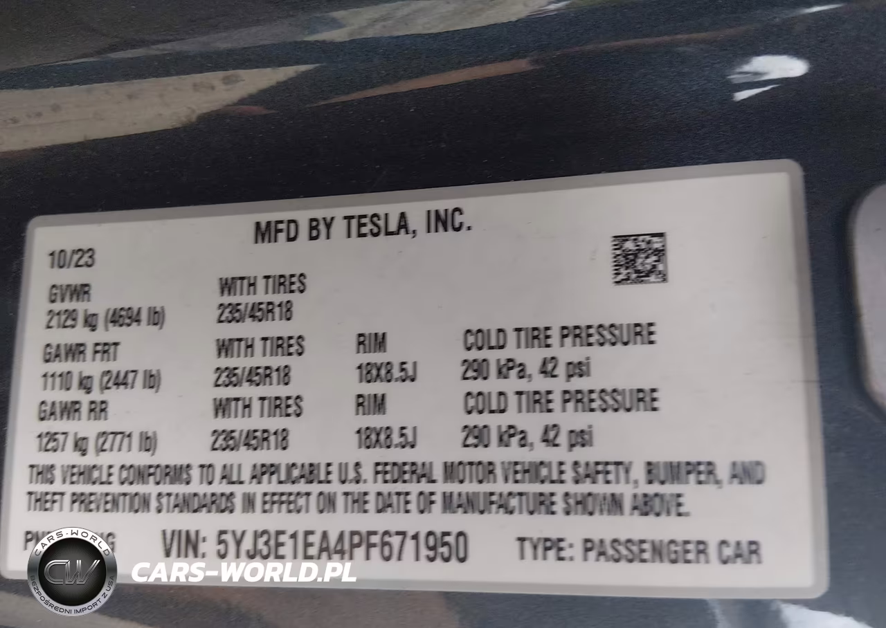 2023 Tesla Model 3 Rear-Wheel Drive VIN:5YJ3E1EA4PF671950 - 9