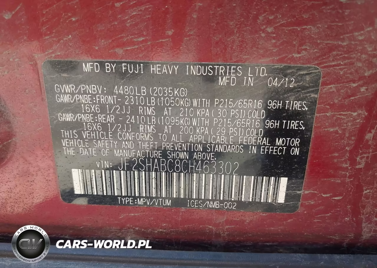 2012 Subaru Forester 2.5X VIN:JF2SHABC8CH463302 - 9