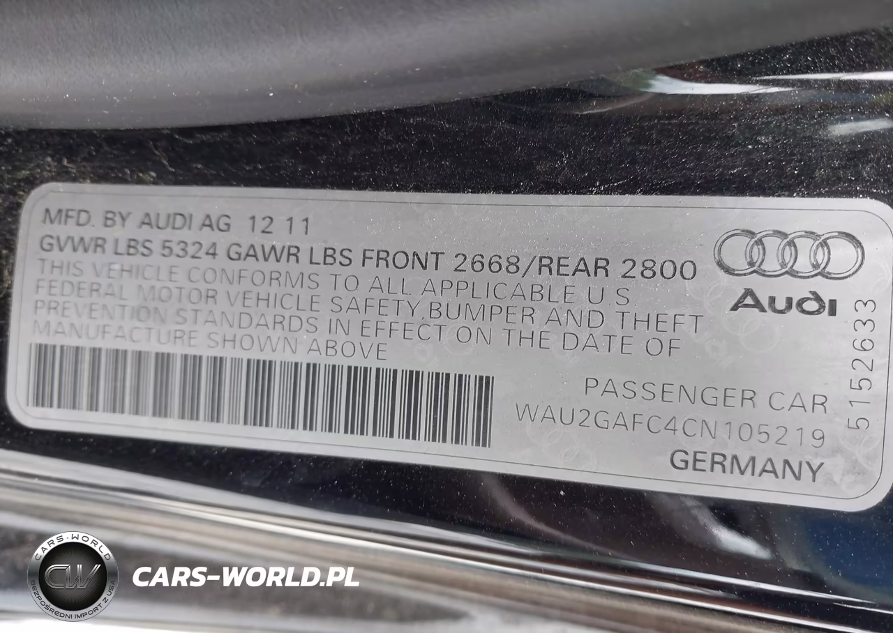 2012 Audi A7 Premium VIN:WAU2GAFC4CN105219 - 9