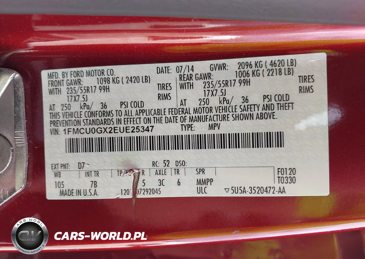 2014 Ford Escape Se VIN:1FMCU0GX2EUE25347 - 9