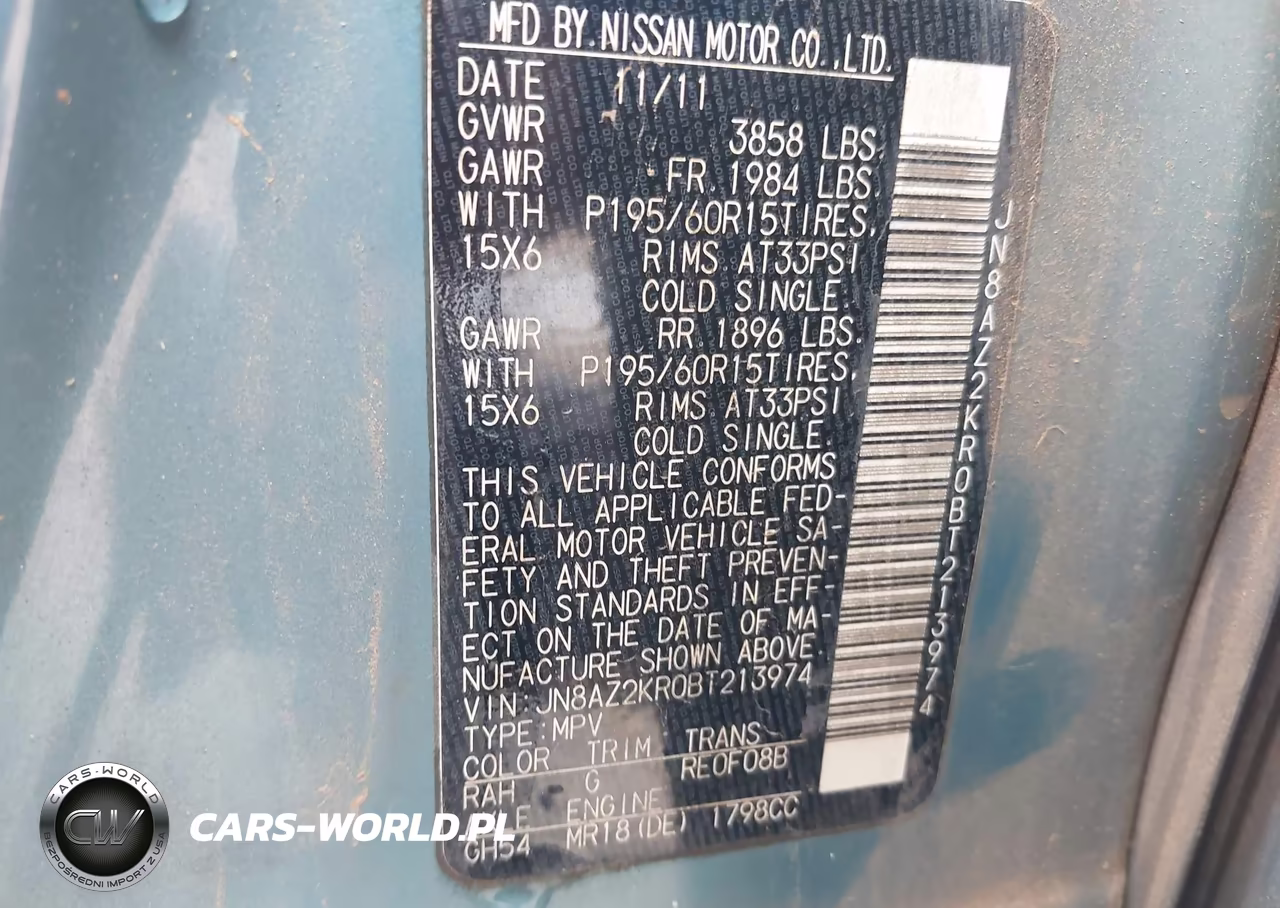 2011 Nissan Cube 1.8S VIN:JN8AZ2KR0BT213974 - 9