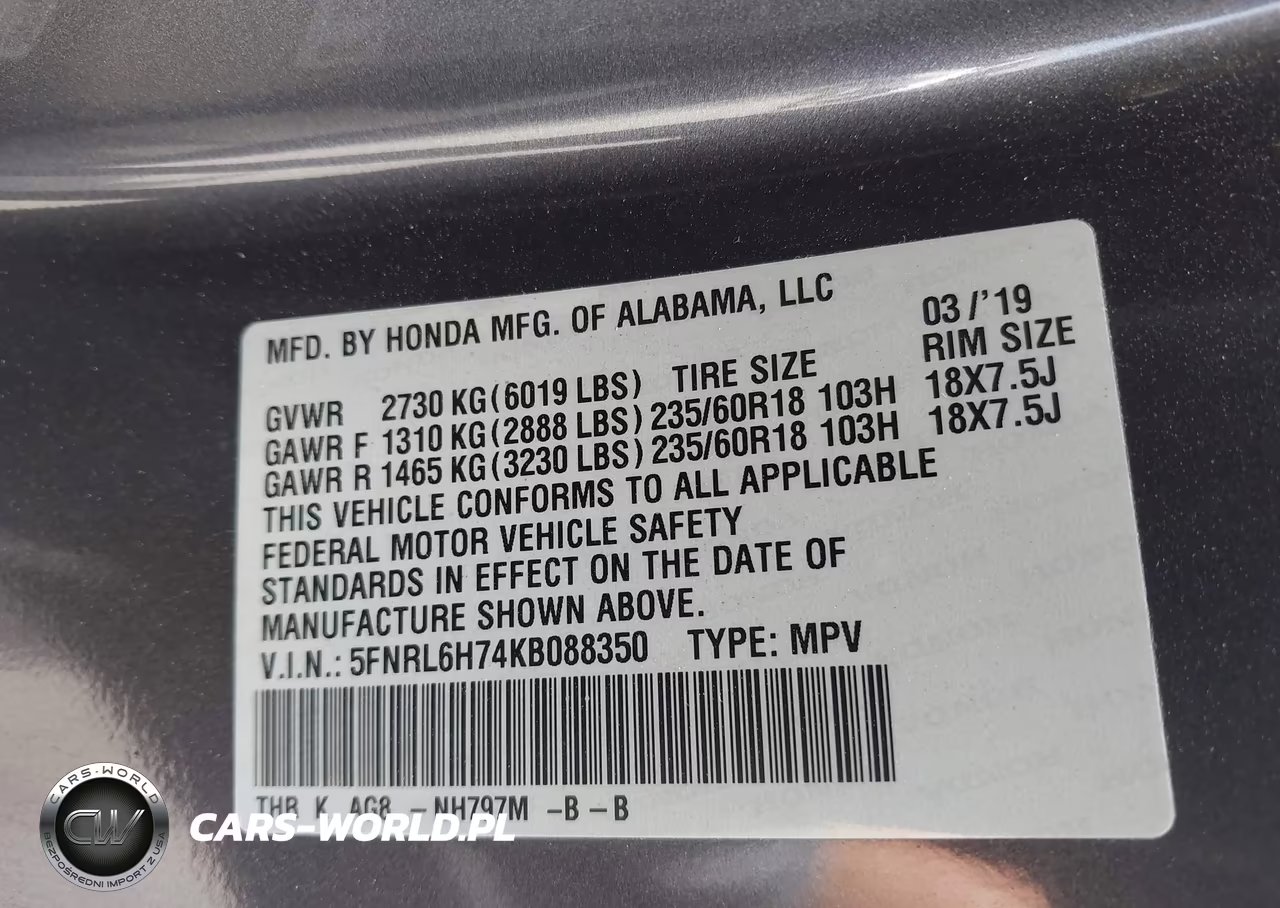 2019 Honda Odyssey Ex-L VIN:5FNRL6H74KB088350 - 9