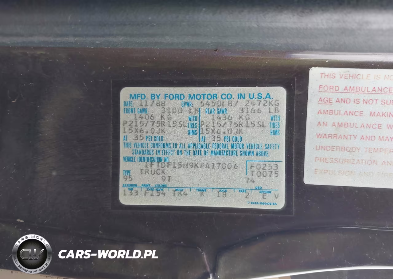 1989 Ford F150 VIN:1FTDF15H9KPA17006 - 9