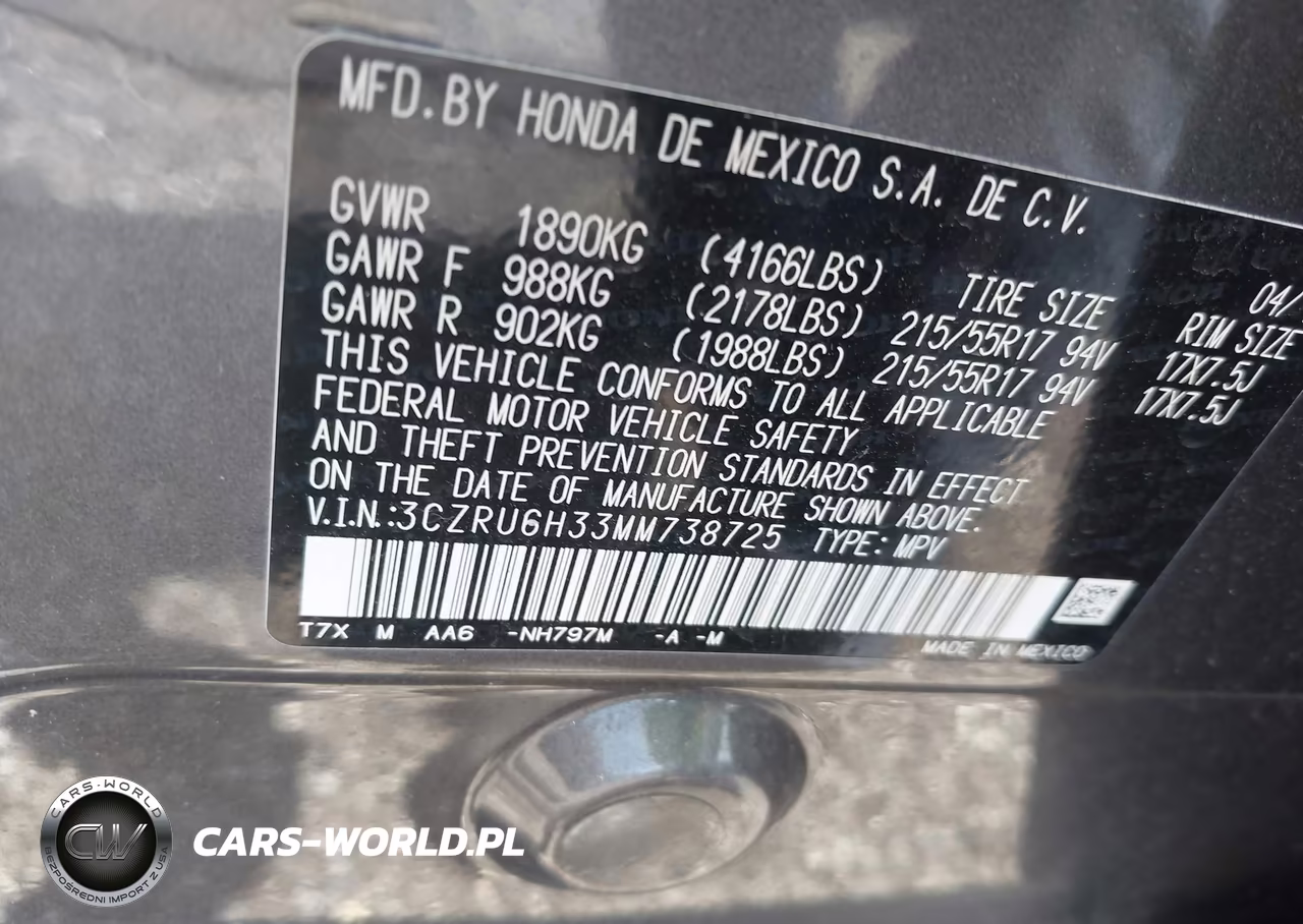 2021 Honda Hr-V Awd Lx VIN:3CZRU6H33MM738725 - 9