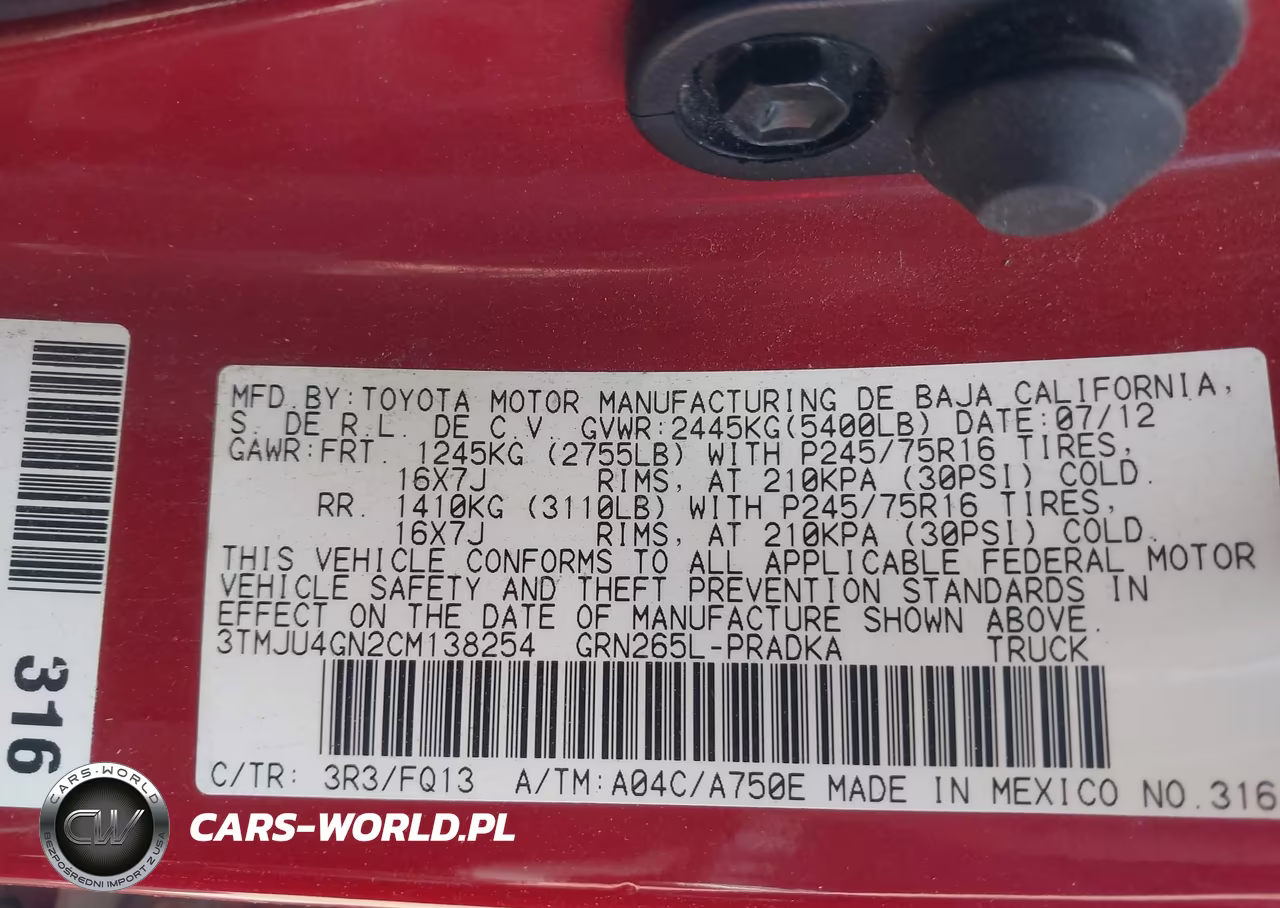 2012 Toyota Tacoma Prerunner V6 VIN:3TMJU4GN2CM138254 - 9