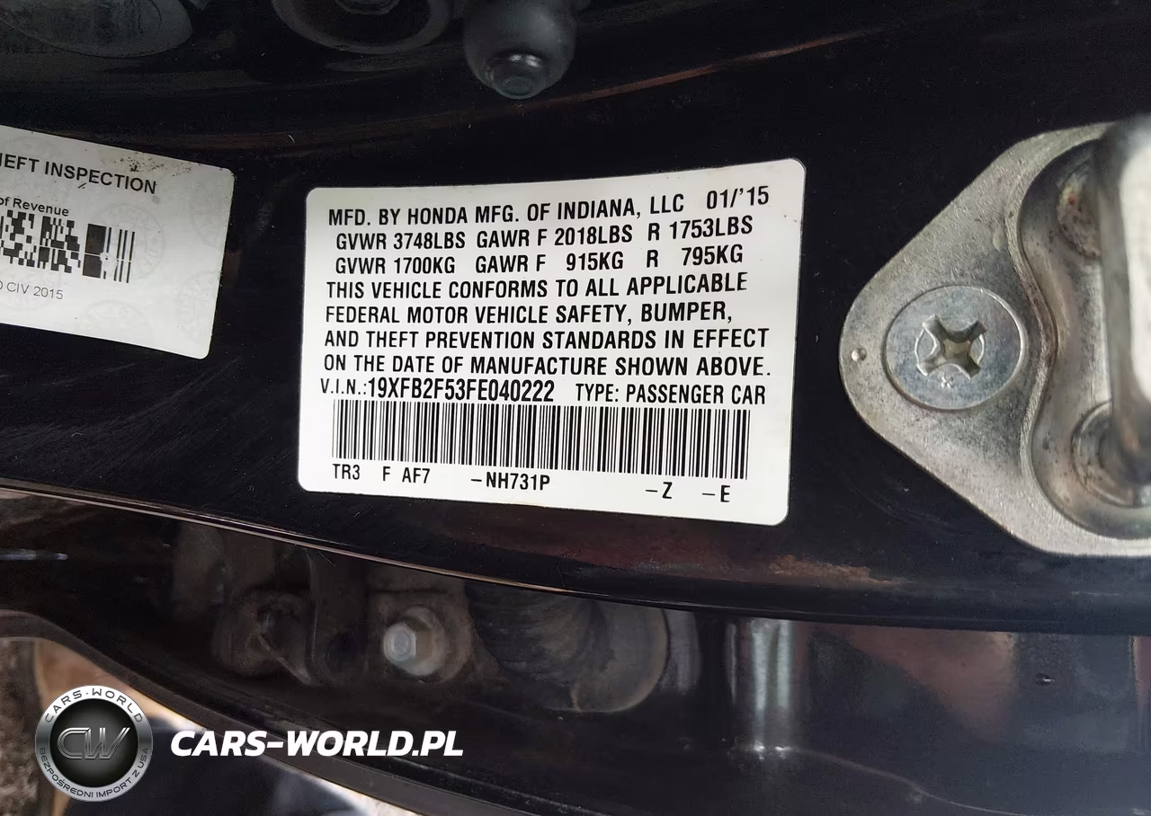 2015 Honda Civic Lx VIN:19XFB2F53FE040222 - 9
