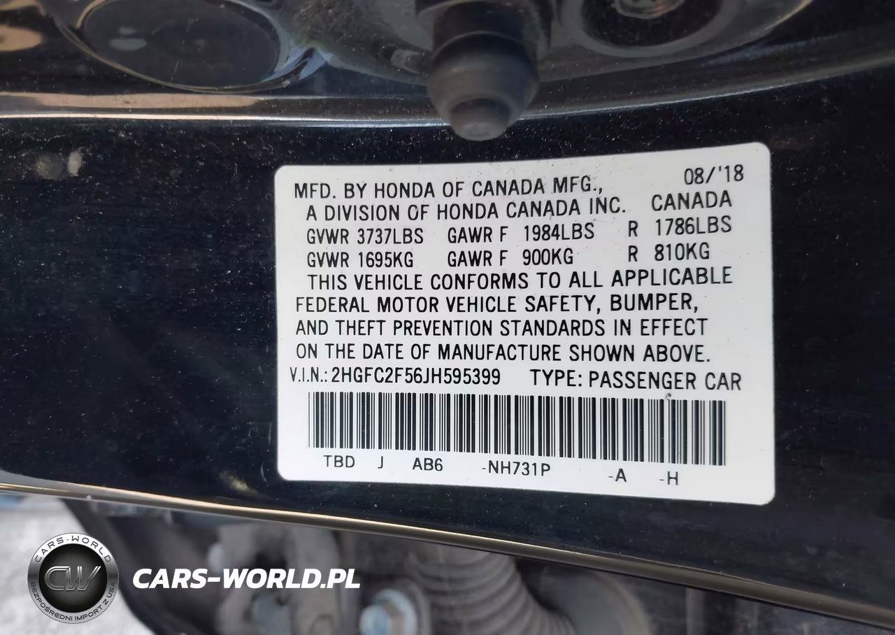2018 Honda Civic Lx VIN:2HGFC2F56JH595399 - 9