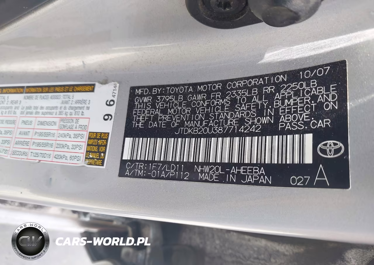 2008 Toyota Prius Touring VIN:JTDKB20U387714242 - 9