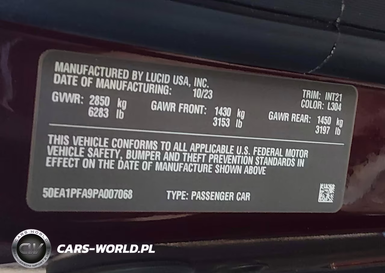 2023 Lucid Air Pure VIN:50EA1PFA9PA007068 - 9
