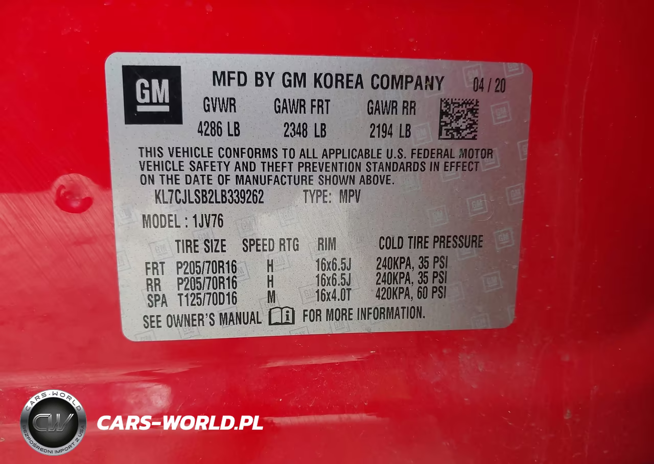 2020 Chevrolet Trax Fwd Lt VIN:KL7CJLSB2LB339262 - 9