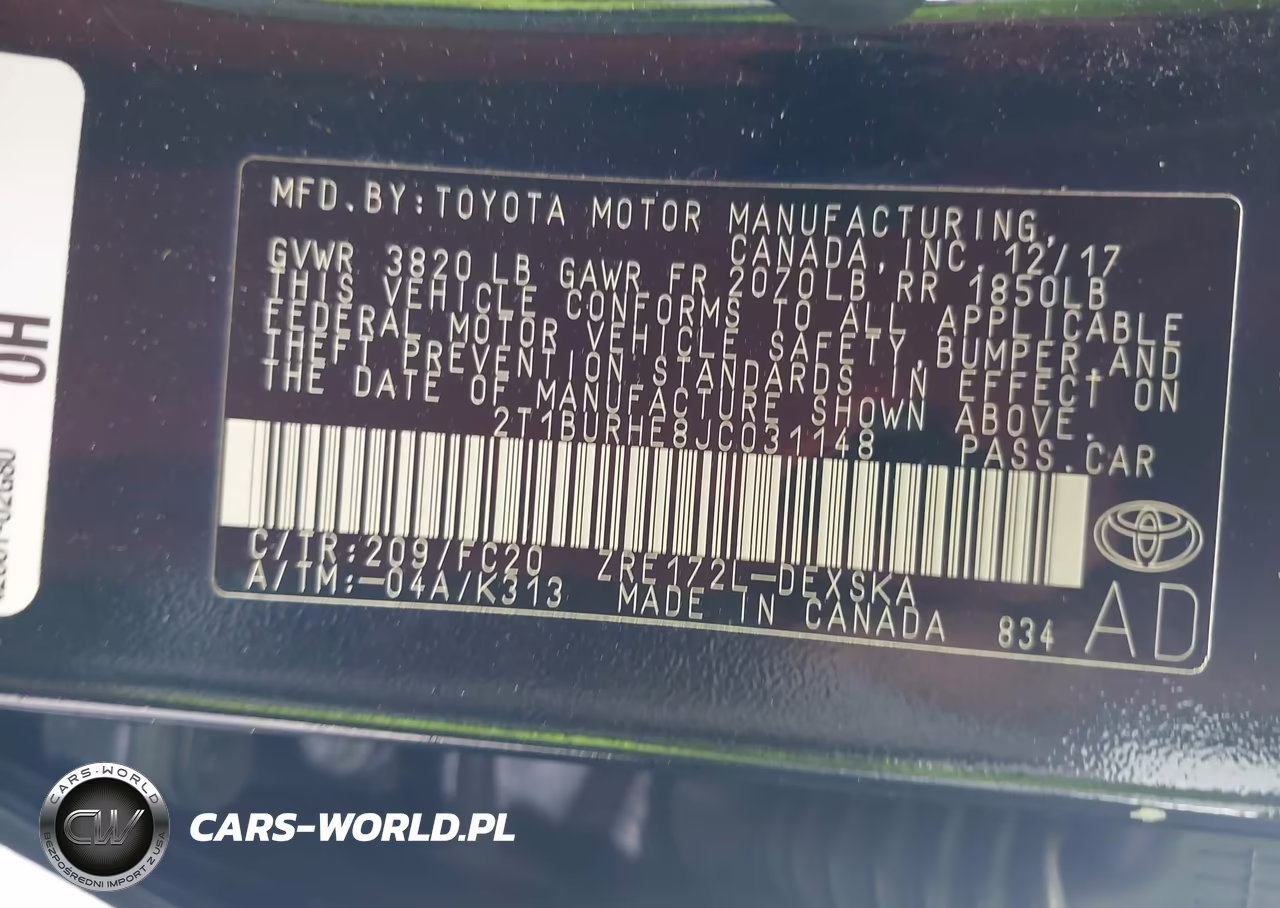 2018 Toyota Corolla Se VIN:2T1BURHE8JC031148 - 9