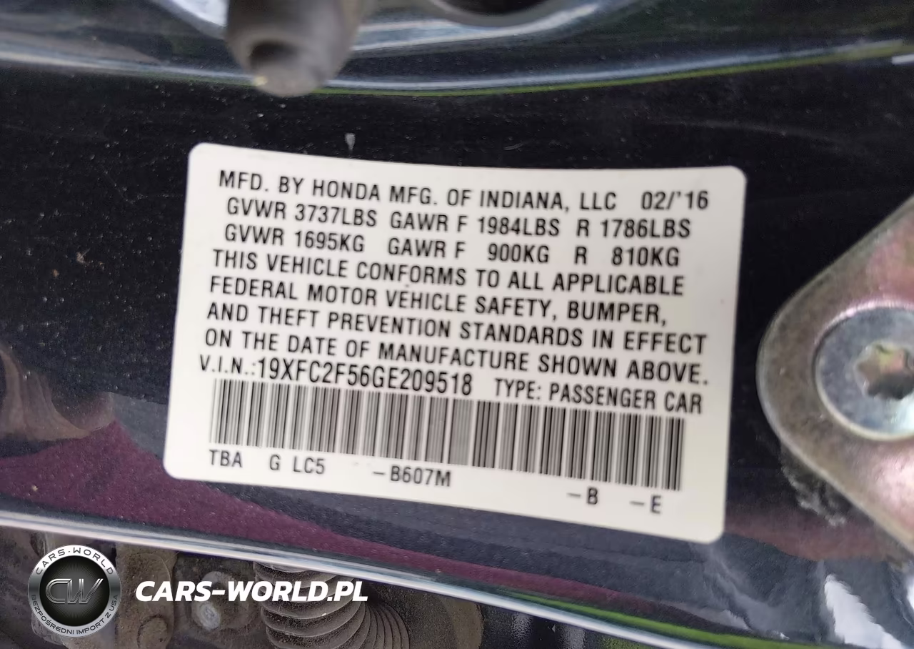 2016 Honda Civic Lx VIN:19XFC2F56GE209518 - 9