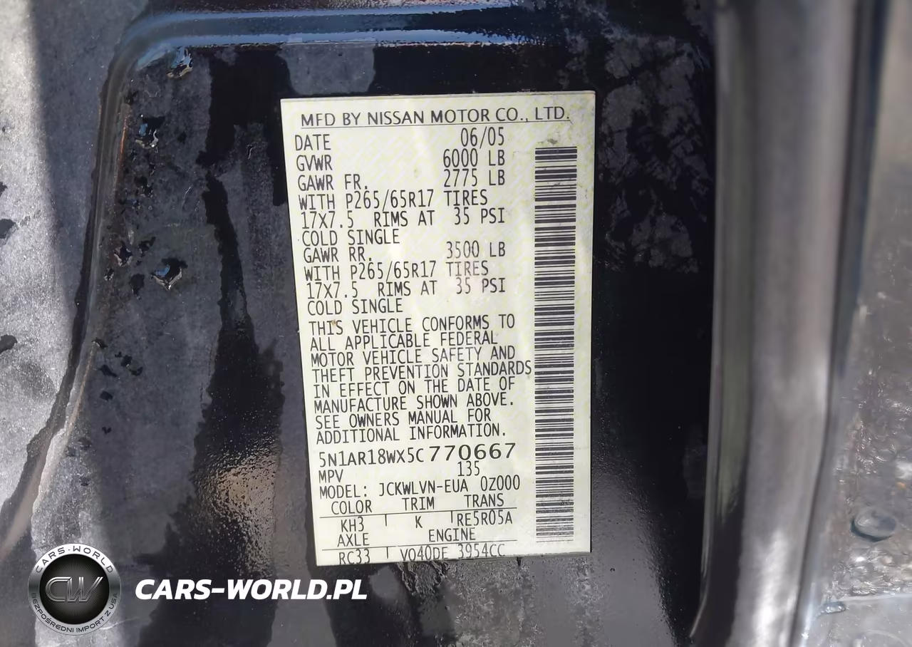 2005 Nissan Pathfinder Le VIN:5N1AR18WX5C770667 - 9