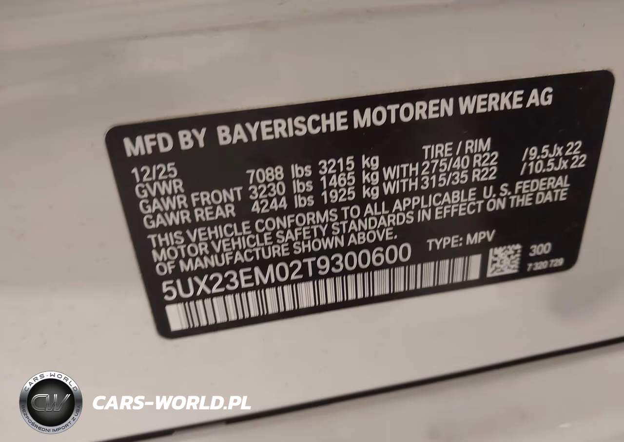 2026 BMW X7 xDrive40I VIN:5UX23EM02T9300600 - 9