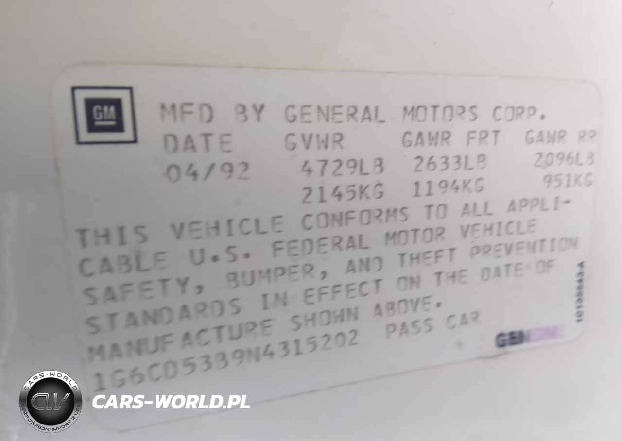 1992 Cadillac Deville VIN:1G6CD53B9N4315202 - 9