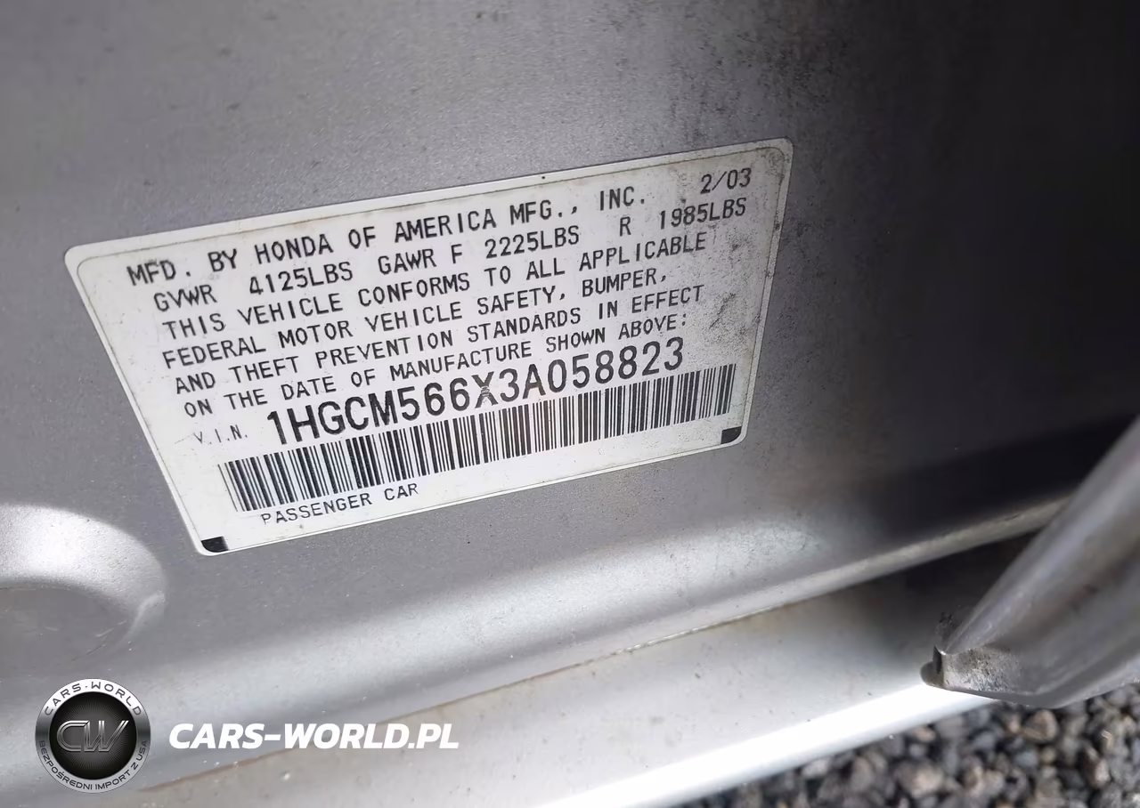 2003 Honda Accord 2.4 Ex VIN:1HGCM566X3A058823 - 9