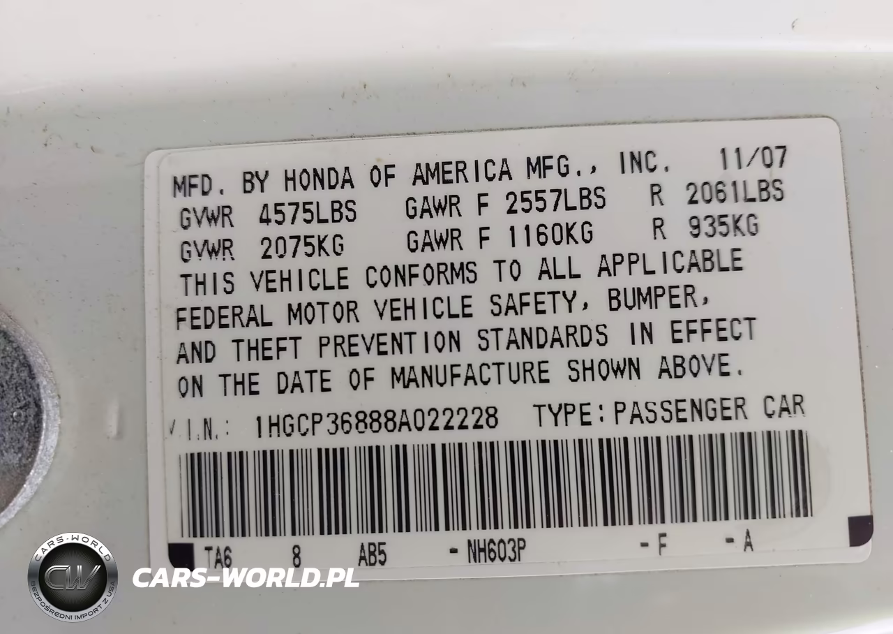 2008 Honda Accord 3.5 Ex-L VIN:1HGCP36888A022228 - 9