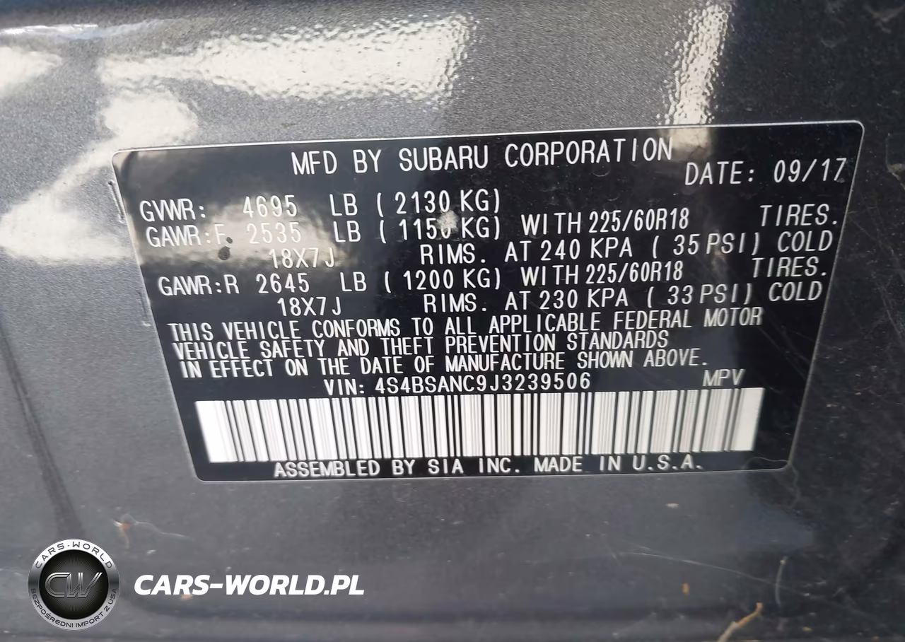 2018 Subaru Outback 2.5I Limited VIN:4S4BSANC9J3239506 - 9