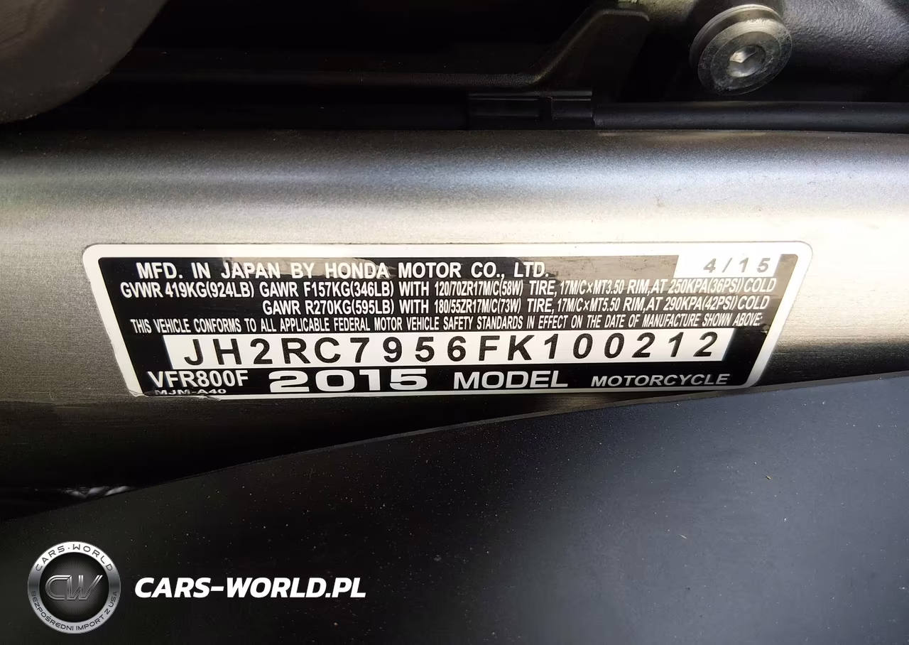 2015 Honda Vfr800 F VIN:JH2RC7956FK100212 - 10