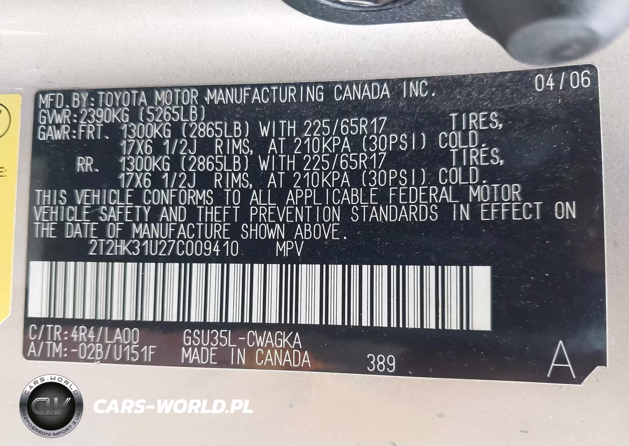2007 Lexus Rx 350 VIN:2T2HK31U27C009410 - 9