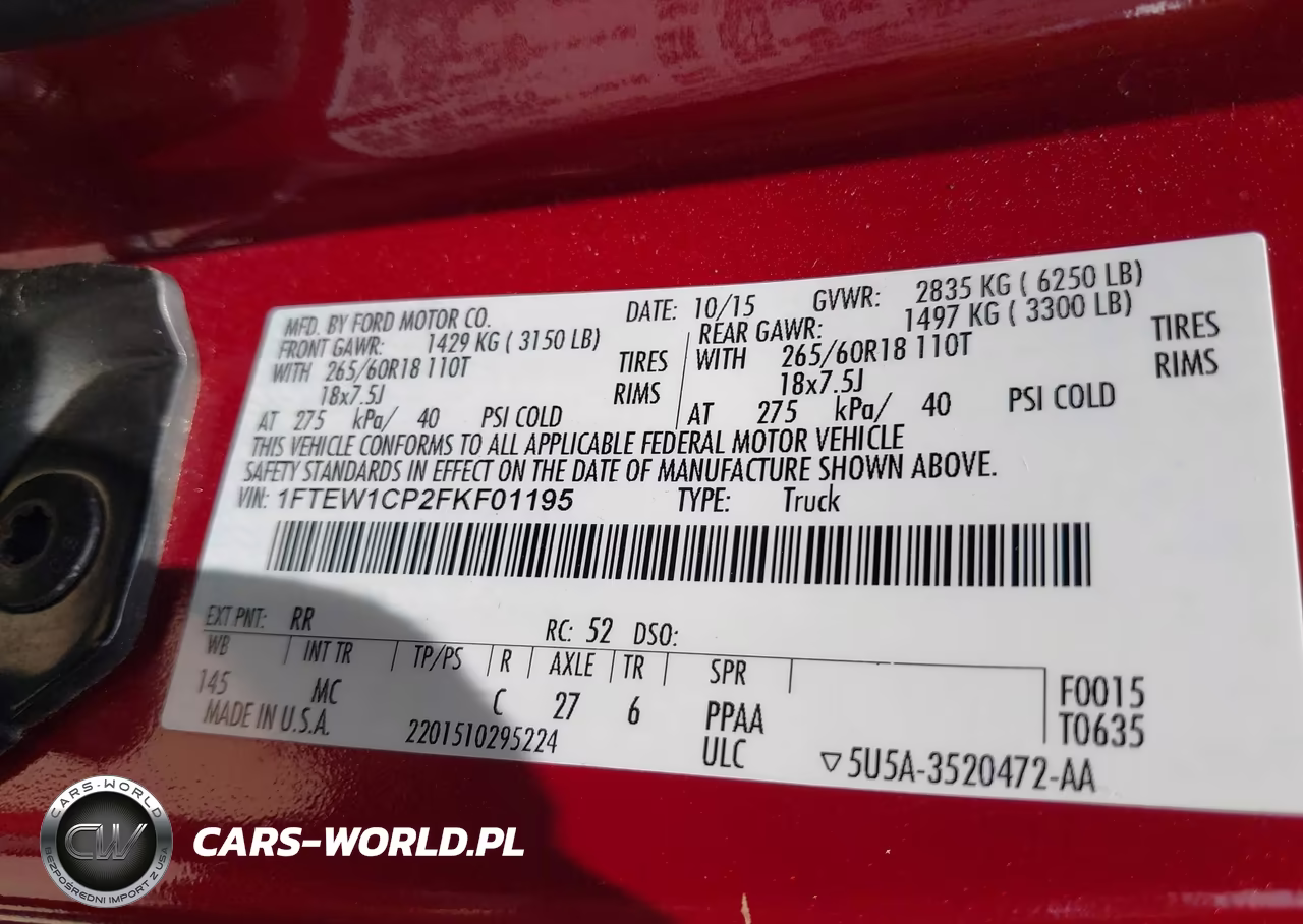 2015 Ford F-150 Xlt VIN:1FTEW1CP2FKF01195 - 9