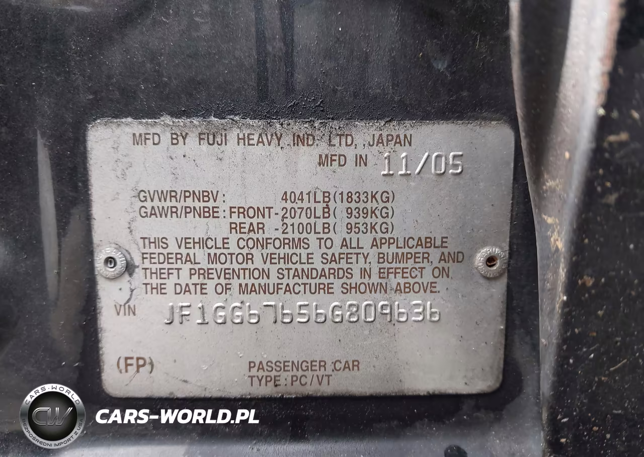2006 Subaru Impreza 2.5I VIN:JF1GG67656G809636 - 9