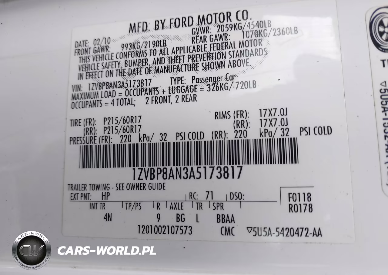 2010 Ford Mustang V6-V6 Premium VIN:1ZVBP8AN3A5173817 - 9