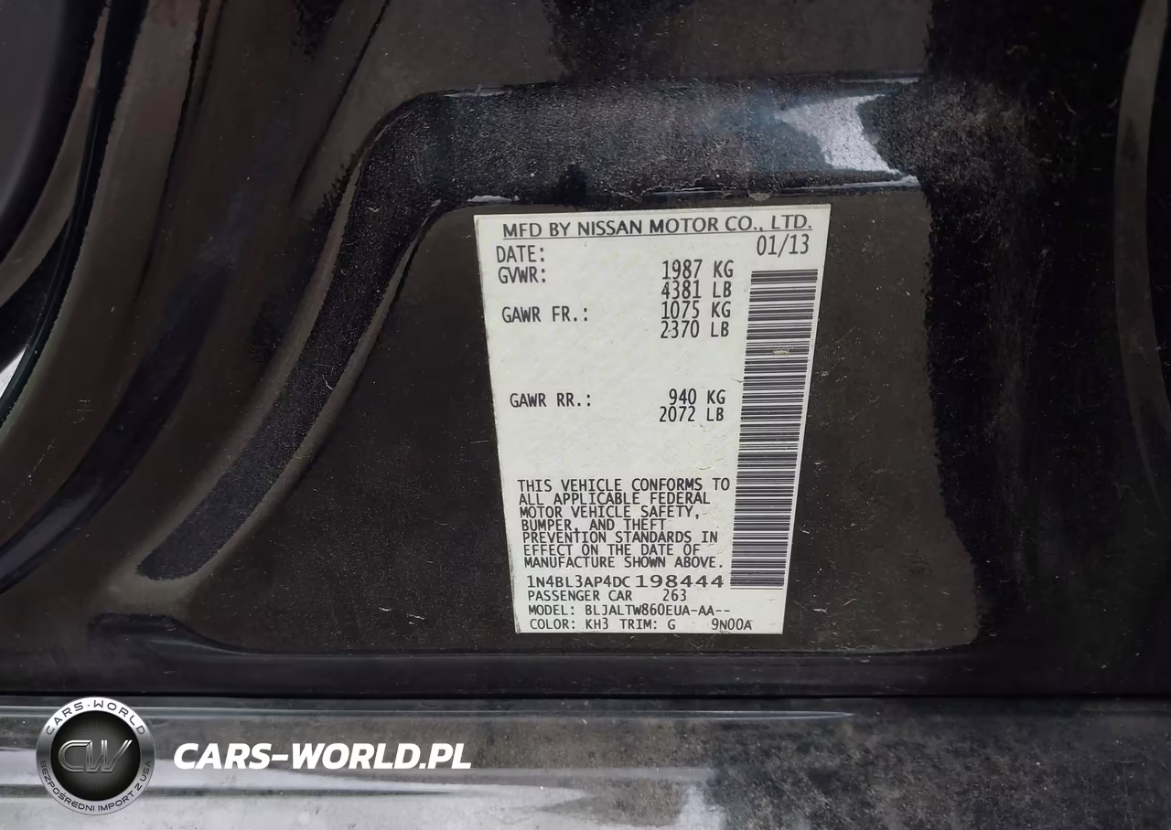 2013 Nissan Altima 3.5 Sv VIN:1N4BL3AP4DC198444 - 9