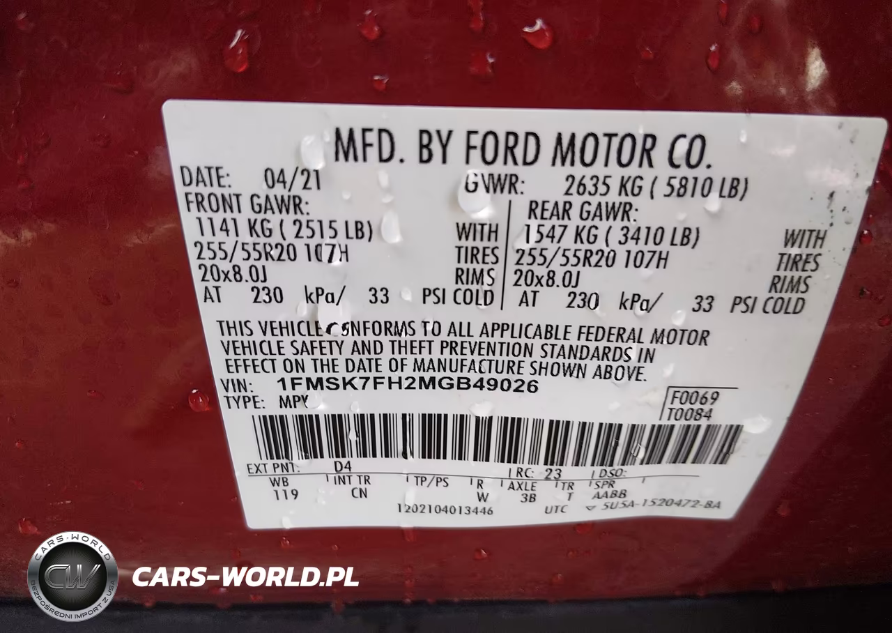 2021 Ford Explorer Limited VIN:1FMSK7FH2MGB49026 - 9