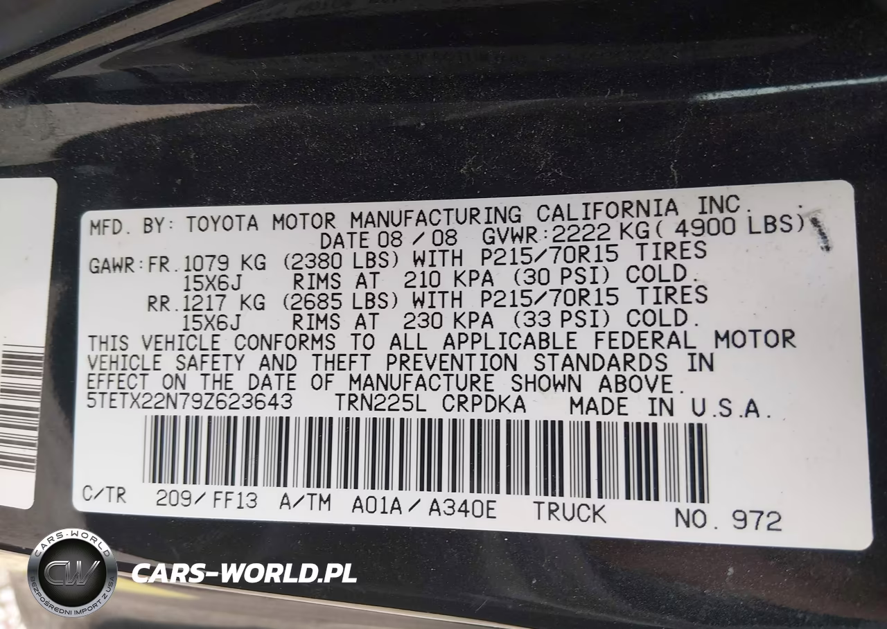 2009 Toyota Tacoma VIN:5TETX22N79Z623643 - 9