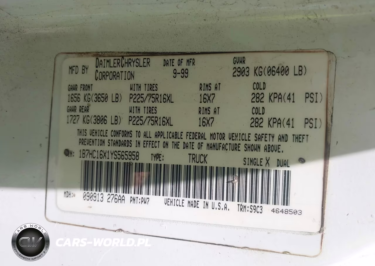 2000 Dodge Ram 1500 St-Ws VIN:1B7HC16X1YS565958 - 9