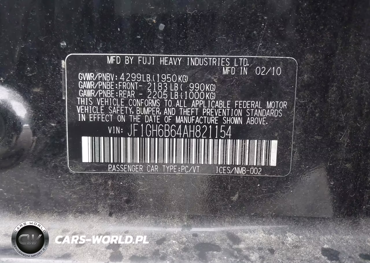 2010 Subaru Impreza 2.5I Premium VIN:JF1GH6B64AH821154 - 9