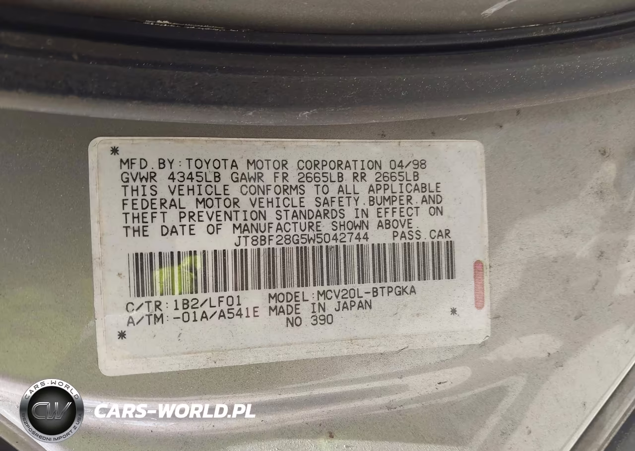 1998 Lexus Es 300 VIN:JT8BF28G5W5042744 - 9