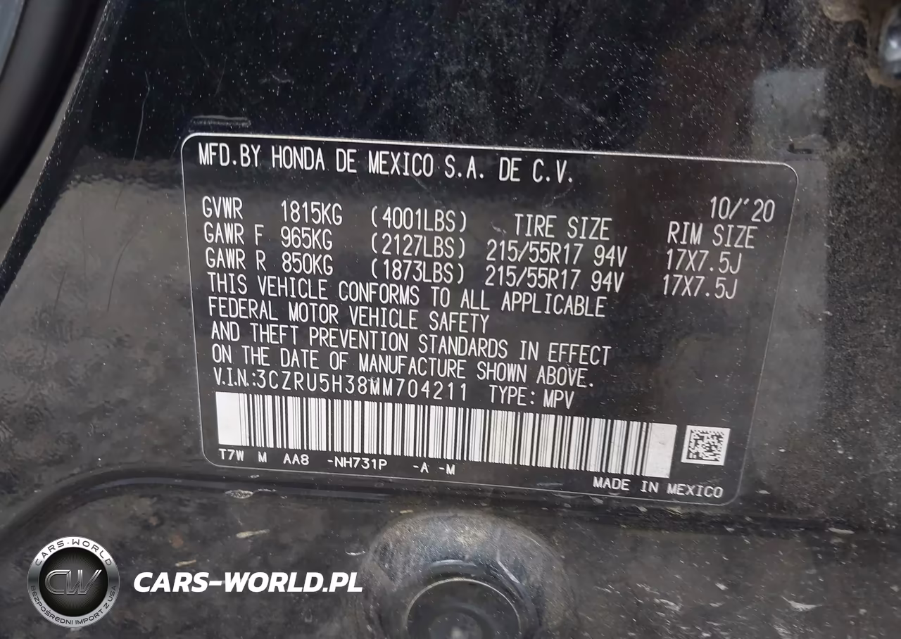 2021 Honda Hr-V 2Wd Lx VIN:3CZRU5H38MM704211 - 9